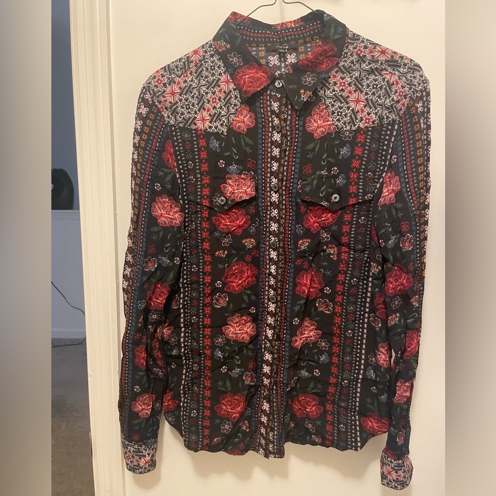 JOES button up blouse. Can wear button up or open with shirt underneath